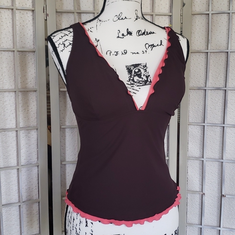 Gottex nwt brown padded bra tankini 14 new